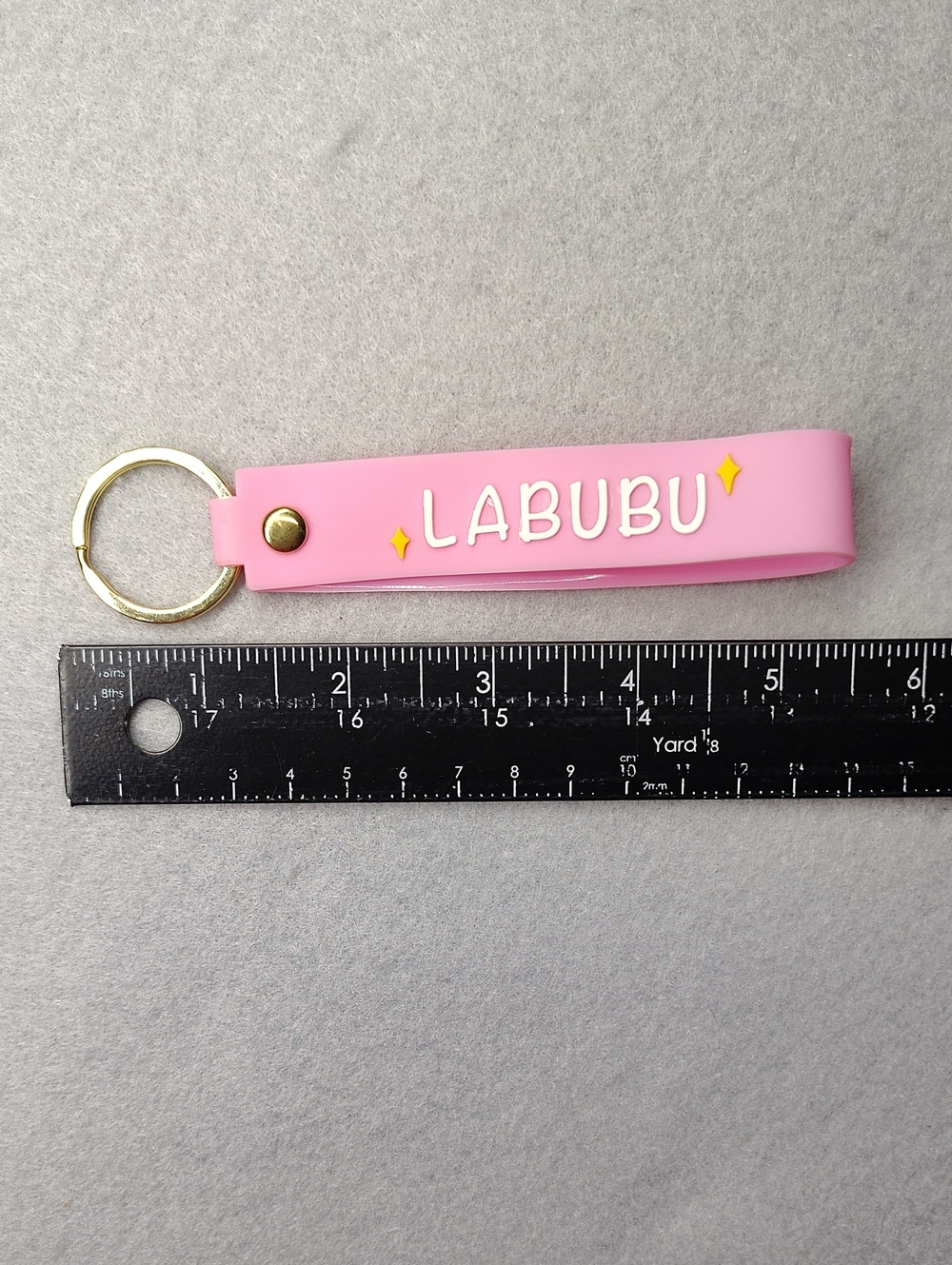 Source Unknown Pink LABUBU Keychain with Gold Ring